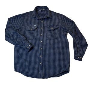 VINTAGE Carhartt mens L Large check plaid cotton flannel button up shirt EUC